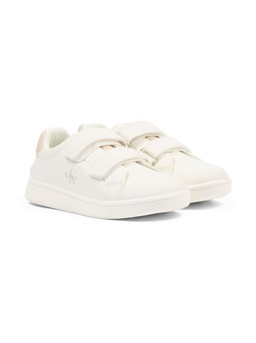 Sneakers bambino Calvin Klein bianche e beige con velcro Calvin Klein Kids | V1X9832761355A472